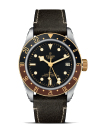 Tudor Black Bay GMT S&G 41 mm steel case, Brown leather strap (horloges)